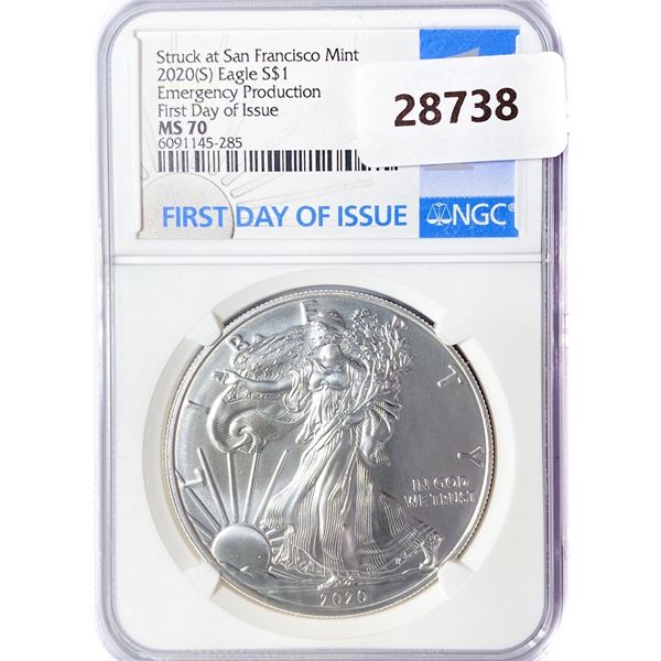 2020(S) American Silver Eagle NGC MS70 1st Day