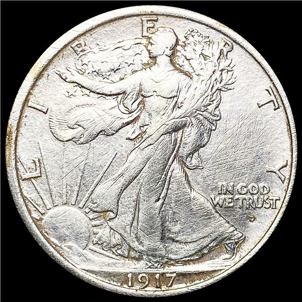 1917-D Seated Liberty Half Dollar CLOSELY UNCIRCUL