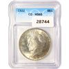 1922 Silver Peace Dollar ICG MS65