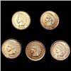 (5) Indian Head Cents (1900, 1901, (2) 1904, 1907