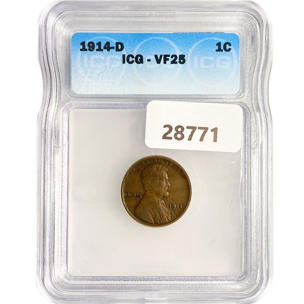 1914-D Wheat Cent ICG VF25