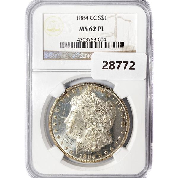 1884-CC Morgan Silver Dollar NGC MS62 PL