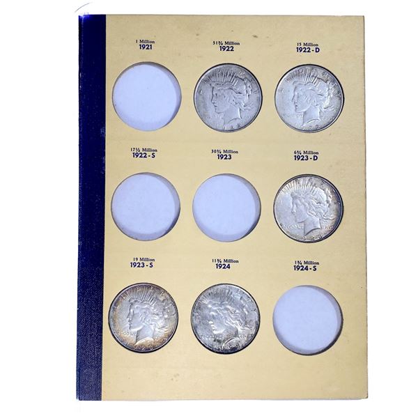 1922-1927 Peace Silver Dollar Book (7 Coins)