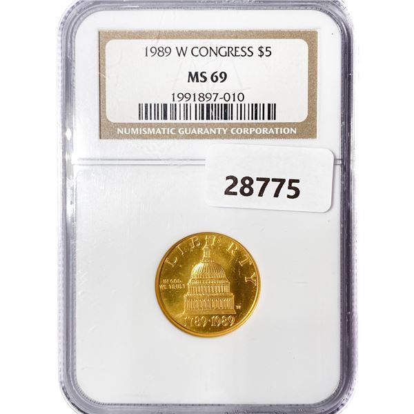 1989-W $5 8.4g Congress Gold NGC MS69