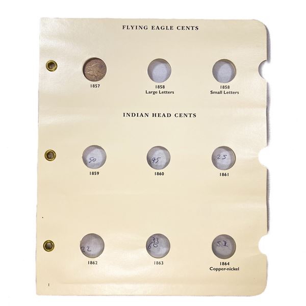 1857-1890 Flying Eagle & Indian Cent Book (3 Coins