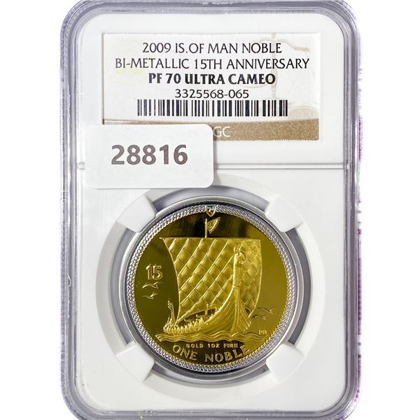 2009 Noble 1oz Gold IS. Of Man NGC PF70 UC