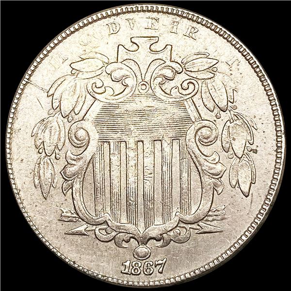 1867 No Rays Shield Nickel CLOSELY UNCIRCULATED