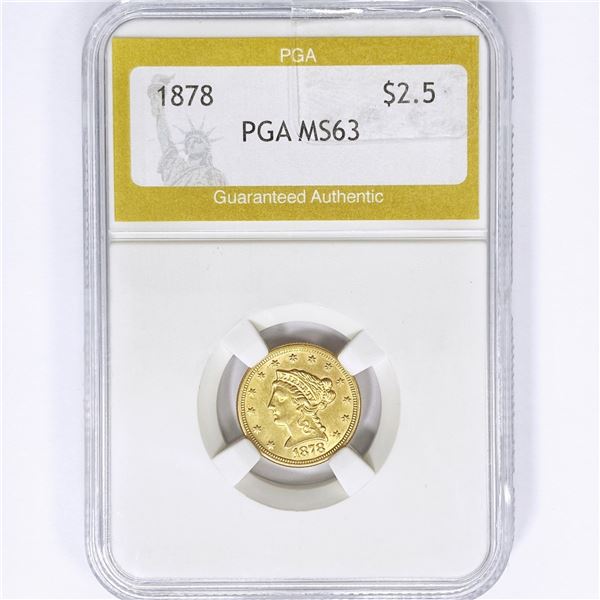 1878 $2.50 Gold Quarter Eagle PGA MS63
