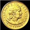 Image 1 : 1914 Peru .047 Gold 1/5 Libra NEARLY UNCIRCULATED