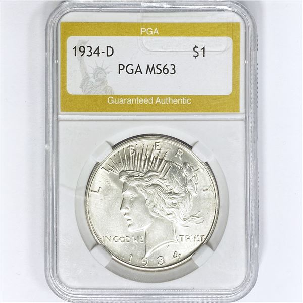 1934-D Silver Peace Dollar PGA MS63