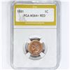 Image 1 : 1881 Indian Head Cent PGA MS64+ RED