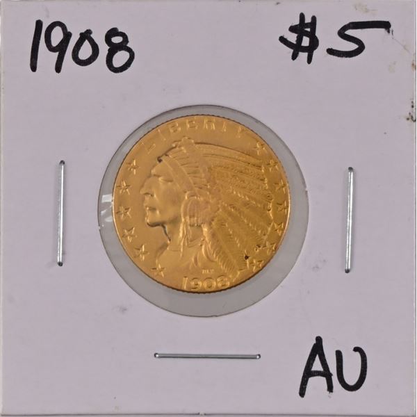 1908 Indian Head $5 Gold Coin