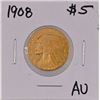 Image 1 : 1908 Indian Head $5 Gold Coin