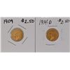 Image 1 : 2 Indian Head $2.5 Gold Coins