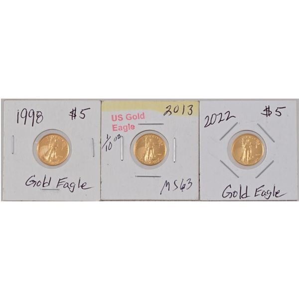 (Three) American Eagle Gold $5 Coins