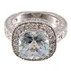 Image 1 : 14kt White Gold Diamond & Aquamrine Ring