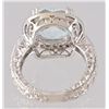 Image 3 : 14kt White Gold Diamond & Aquamrine Ring