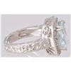 Image 4 : 14kt White Gold Diamond & Aquamrine Ring
