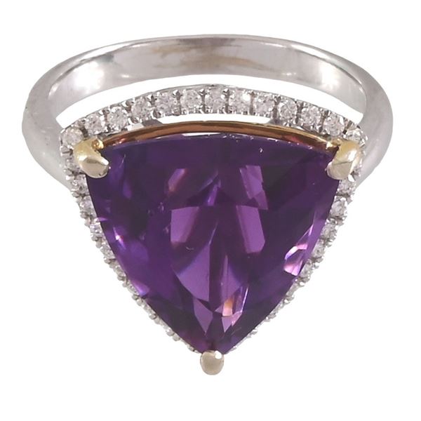14kt. White Gold Diamond & Amethyst Ring