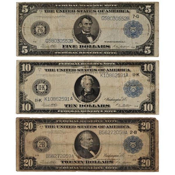 Collection of (3) 1914 Federal Reserve Notes