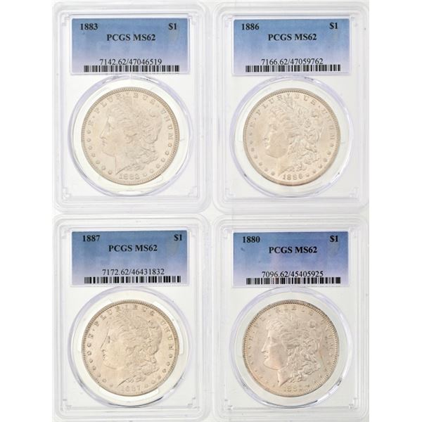 Collection of (4) Morgan Silver $1 PCGS MS63 1880