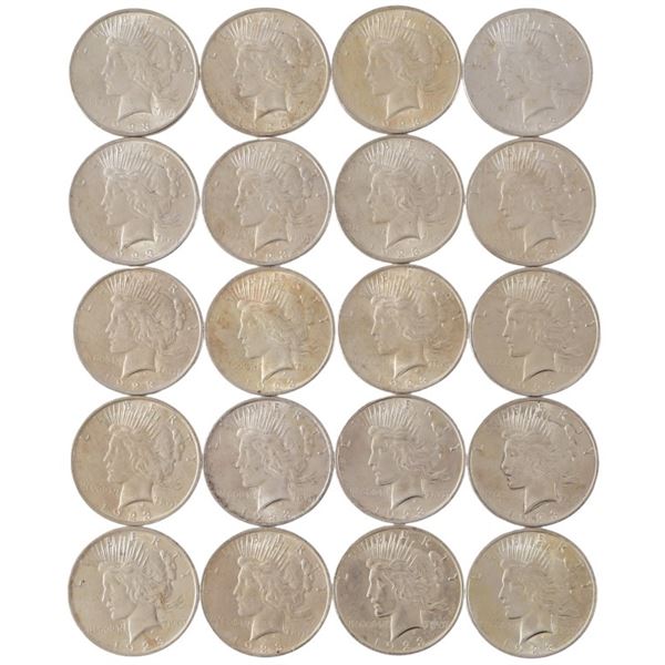 Twenty 1923 Peace Silver Dollars