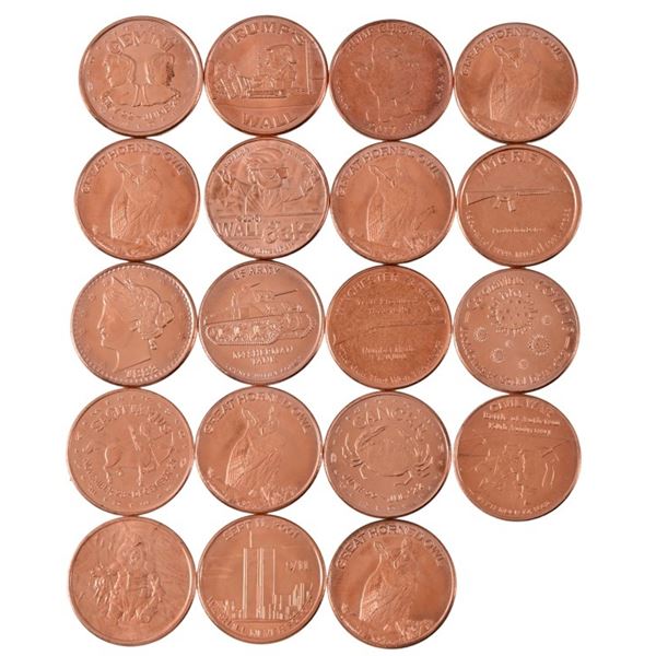 (19) Copper Round - 1 AVDP Oz, .999 Fine Copper