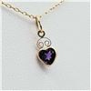 Image 2 : Natural Amethyst Heart Pendant w/Chain-Unused