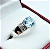 Image 2 : Natural Blue Topaz & White Sapphire Ring-Unused