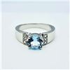 Image 4 : Natural Blue Topaz & White Sapphire Ring-Unused
