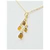 Image 2 : Natural Yellow Sapphire & Diamond Briolette Pendant w/Chain-Unused