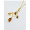Image 3 : Natural Yellow Sapphire & Diamond Briolette Pendant w/Chain-Unused