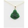 Image 2 : Natural Jadeite "Smiling Buddha" Pendant w/Chain-Unused