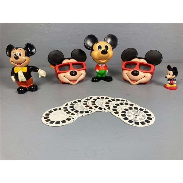 Mickey Mouse Pull Talking Toy/Viewmasters/Piggy Bank