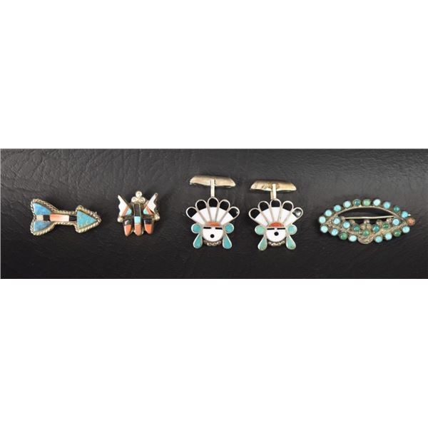NAVAJO INDIAN PINS AND CUFFLINKS