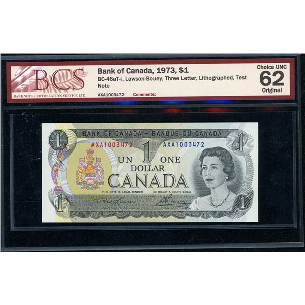 Bank of Canada $1 1973, AXA Test Note