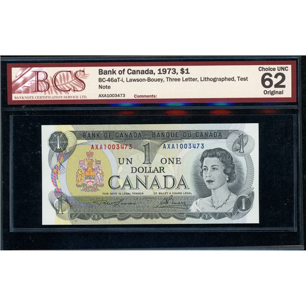 Bank of Canada $1 1973, AXA Test Note