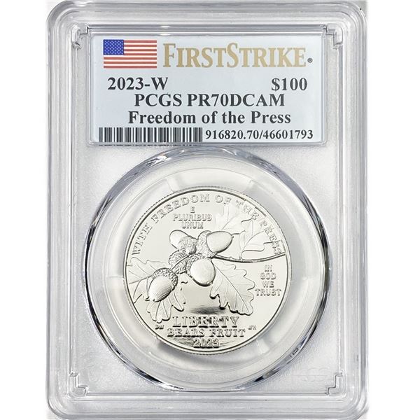 2023-W $100 Freedom 1oz Plat FS PCGS PR70 DCAM