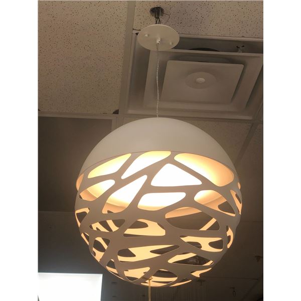 Contemporary white round decorative ceiling light - bidder responsible for removal