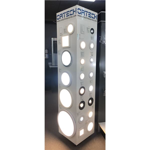 Ortech lights sampling rolling display w/ light switches - approx. 74 1/2in tall x 16 1/2in wide x 1