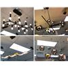 Image 1 : Group of 4 assorted contemporary chandeliers/ ceiling light fixtures - bidder responsible for remova