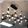 Image 5 : Group of 4 assorted contemporary chandeliers/ ceiling light fixtures - bidder responsible for remova