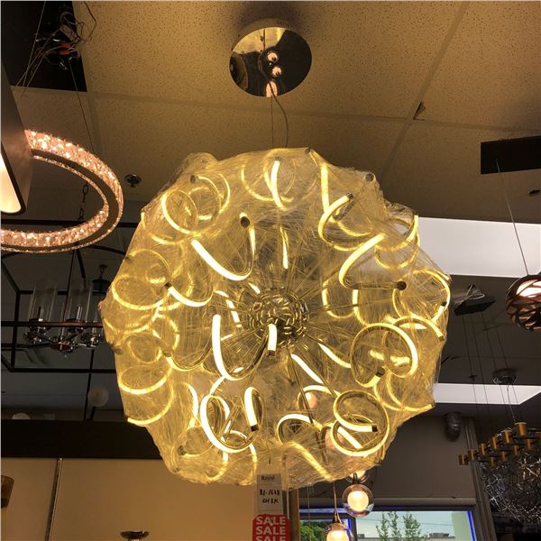 Single contemporary decorative chandelier (already wrapped for shipping) - bidder responsible for ce