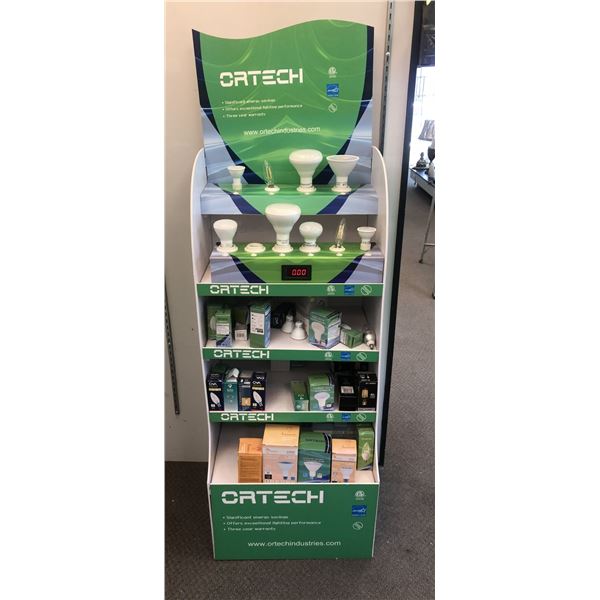 Ortech light bulbs sampling display w/ assorted bulbs - approx. 5ft tall x 20in wide x 16in depth