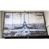 Image 1 : Metal framed "Eiffel Tower" print on metal decorative wall hanging - approx. 4ft x 31in