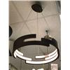 Image 1 : Contemporary wood style circular chandelier/celling light (bidder is responsible for removal)