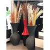 Image 1 : Group of 3 assorted large vases w/decorative artificial plants - approx. 40" vase & 45 1/2" red vase