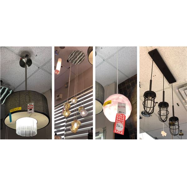 Group of 4 contemporary assorted decorative chandelier/celling light fixture (bidder is responsible