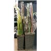 Image 1 : Set of 2 wooden wicker decorative vases w/ artificial decorative plants