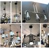 Image 1 : Group of 6 assorted contemporary decorative chandelier/celling light fixtures (bidder is responsible